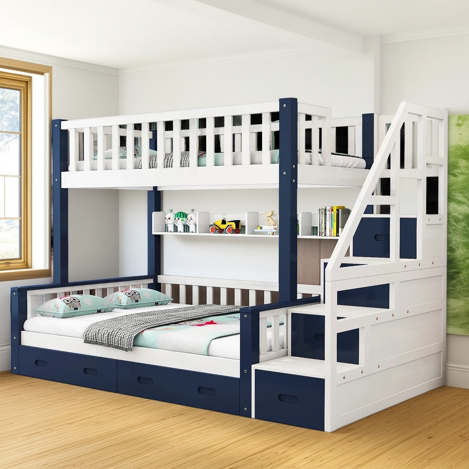 LIVARA ACSF01 Bunk Bed Frame Solid Pine Timber Safety Rails Big Storage