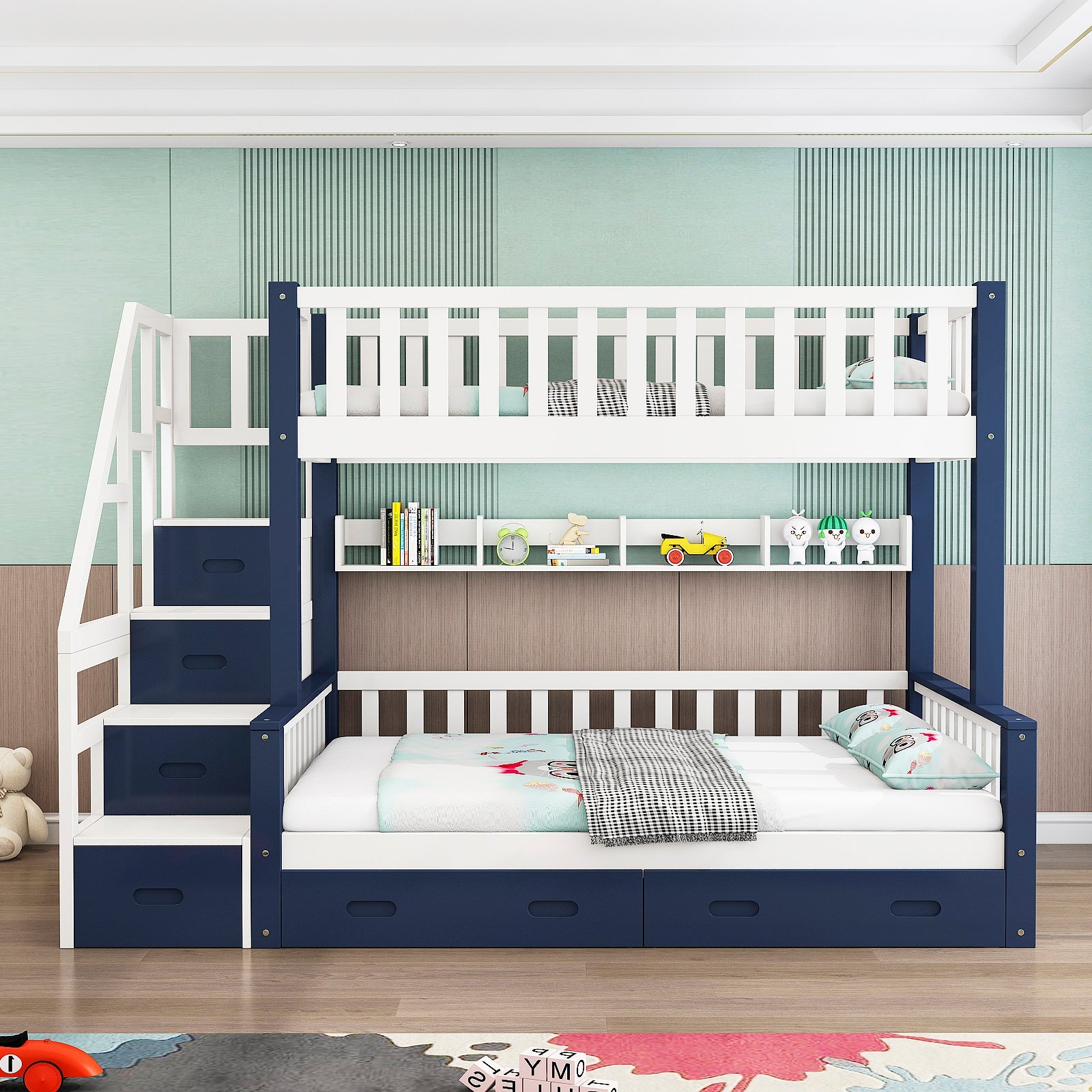 LIVARA ACSF01 Bunk Bed Frame Solid Pine Timber Safety Rails Big Storage