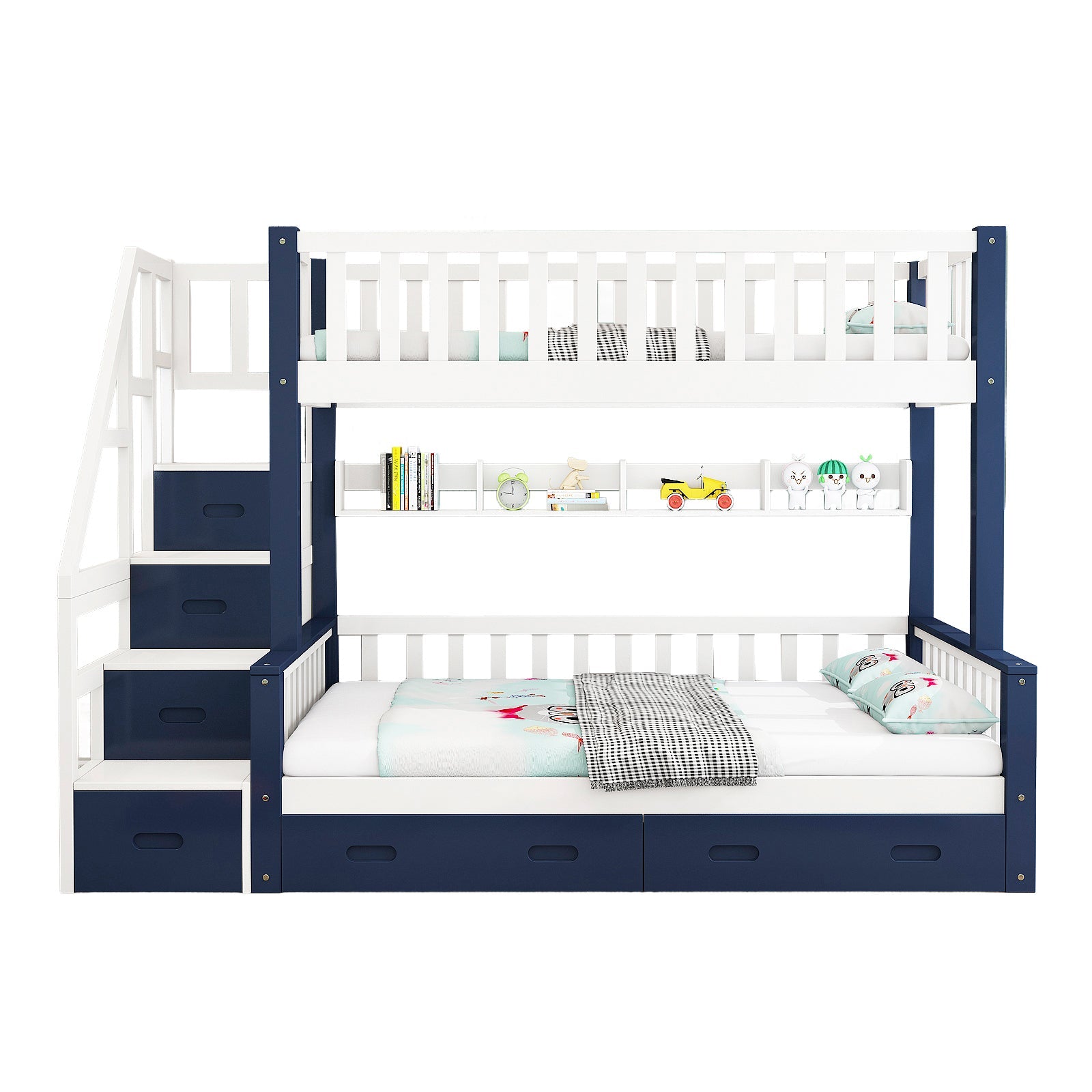 LIVARA ACSF01 Bunk Bed Frame Solid Pine Timber Safety Rails Big Storage