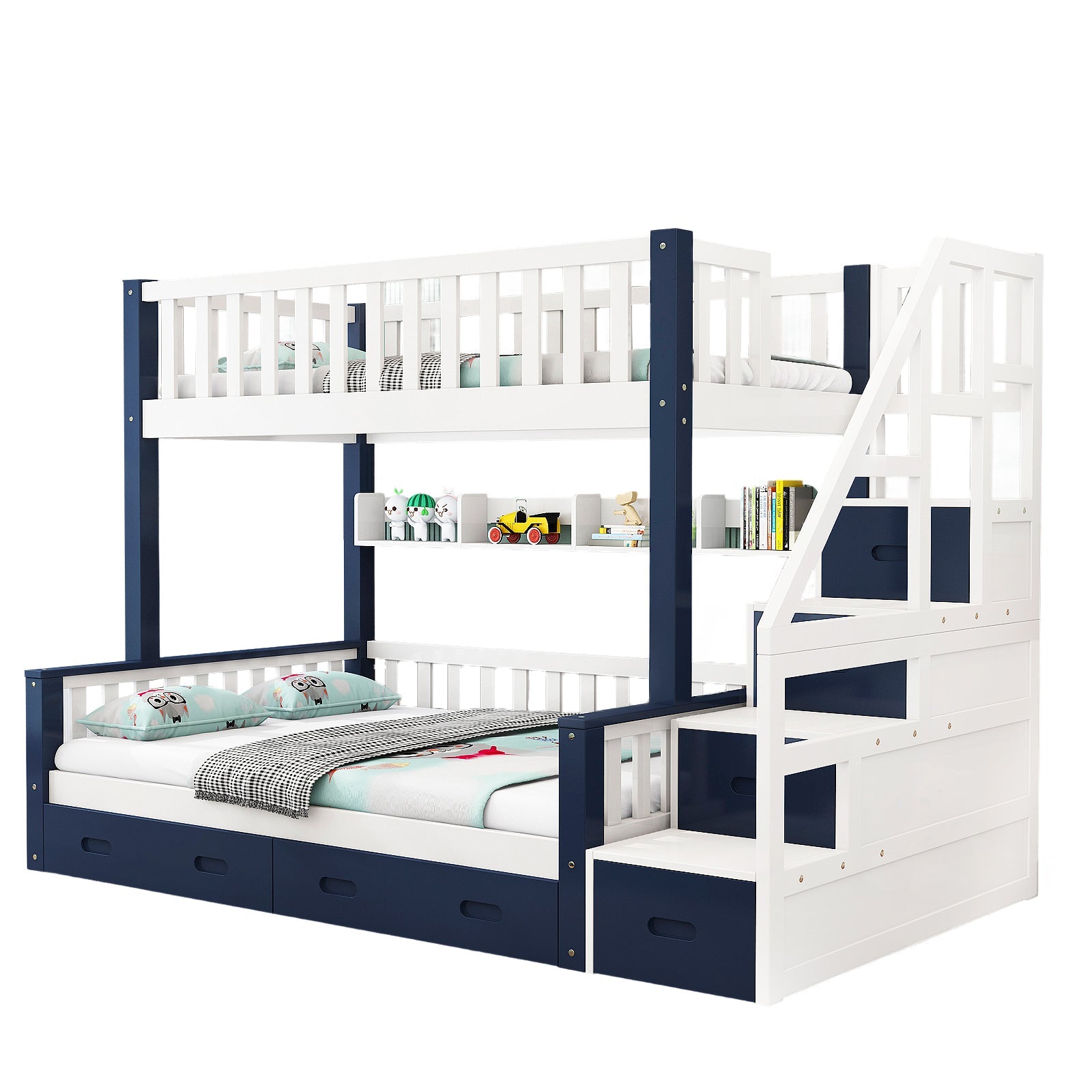 LIVARA ACSF01 Bunk Bed Frame Solid Pine Timber Safety Rails Big Storage