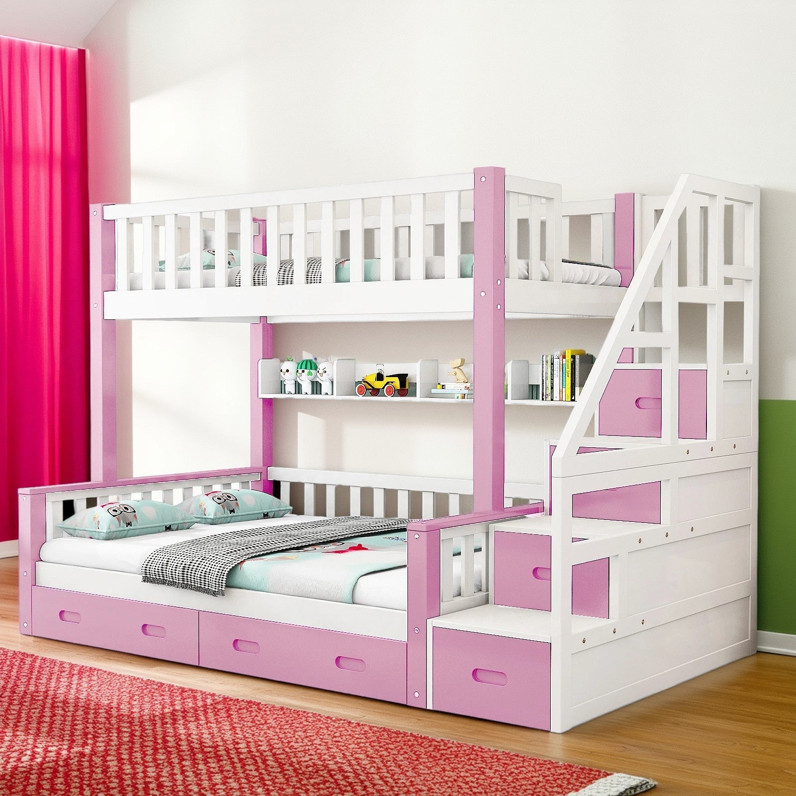 LIVARA ACSF01 Bunk Bed Frame Solid Pine Timber Safety Rails Big Storage