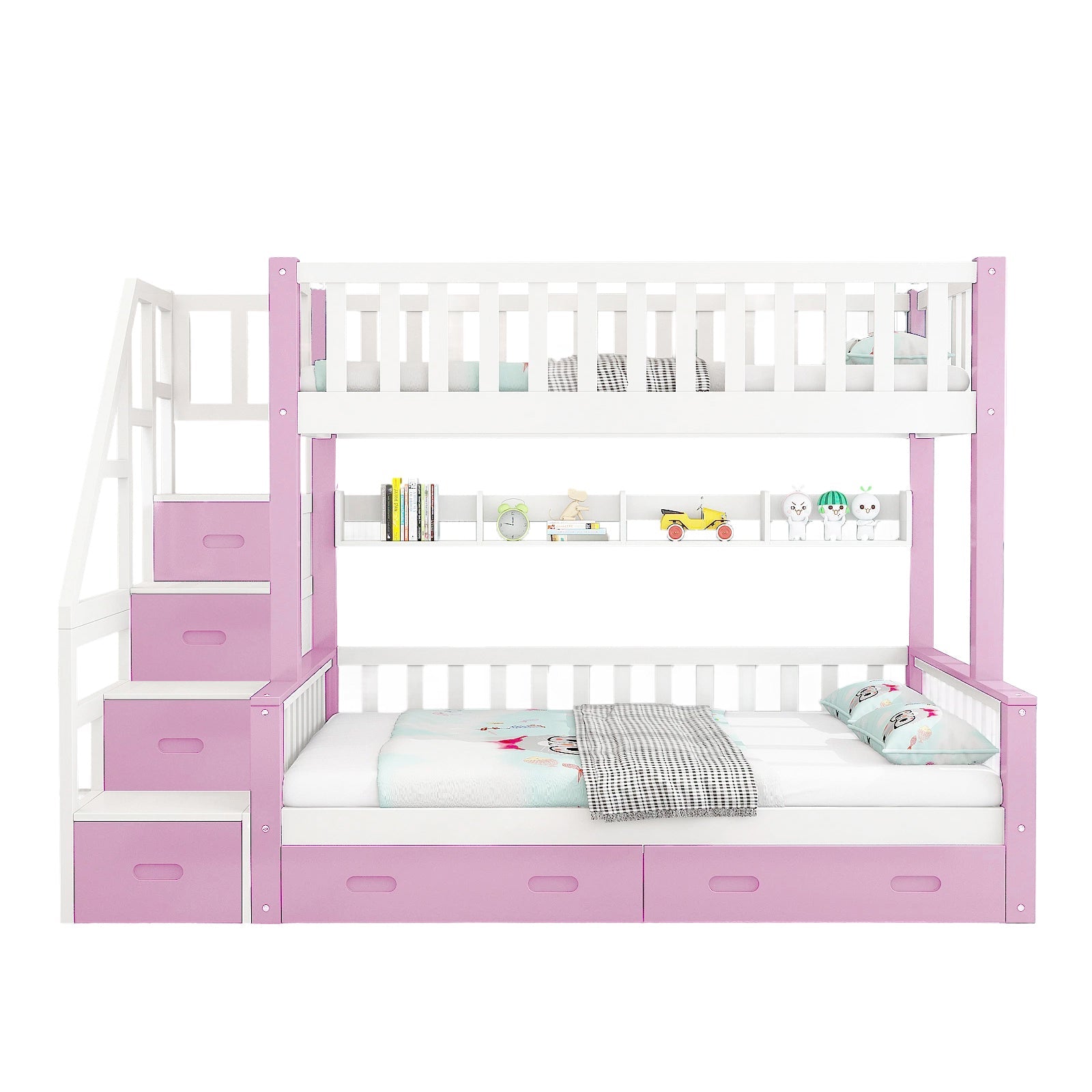 LIVARA ACSF01 Bunk Bed Frame Solid Pine Timber Safety Rails Big Storage