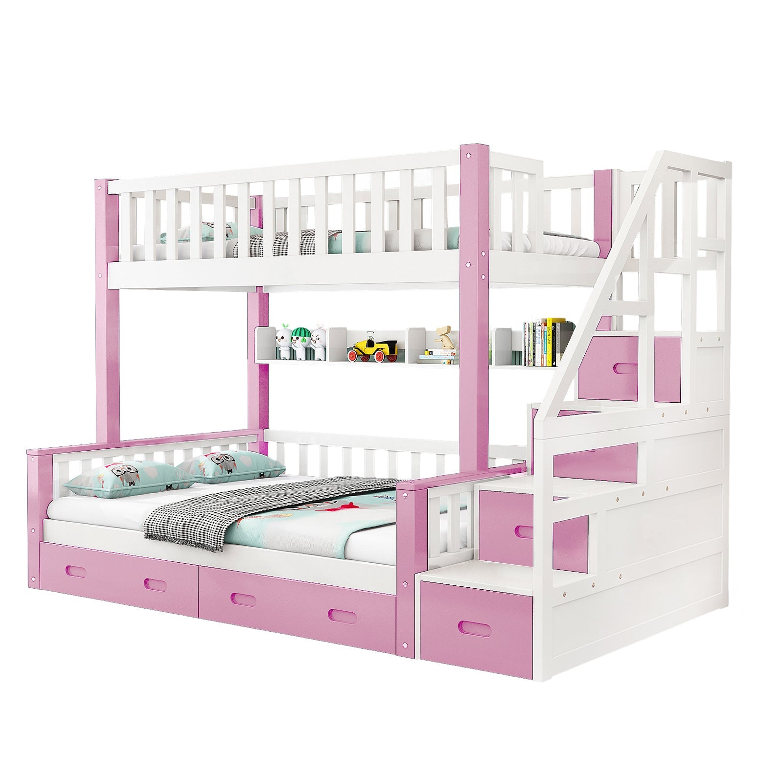 LIVARA ACSF01 Bunk Bed Frame Solid Pine Timber Safety Rails Big Storage