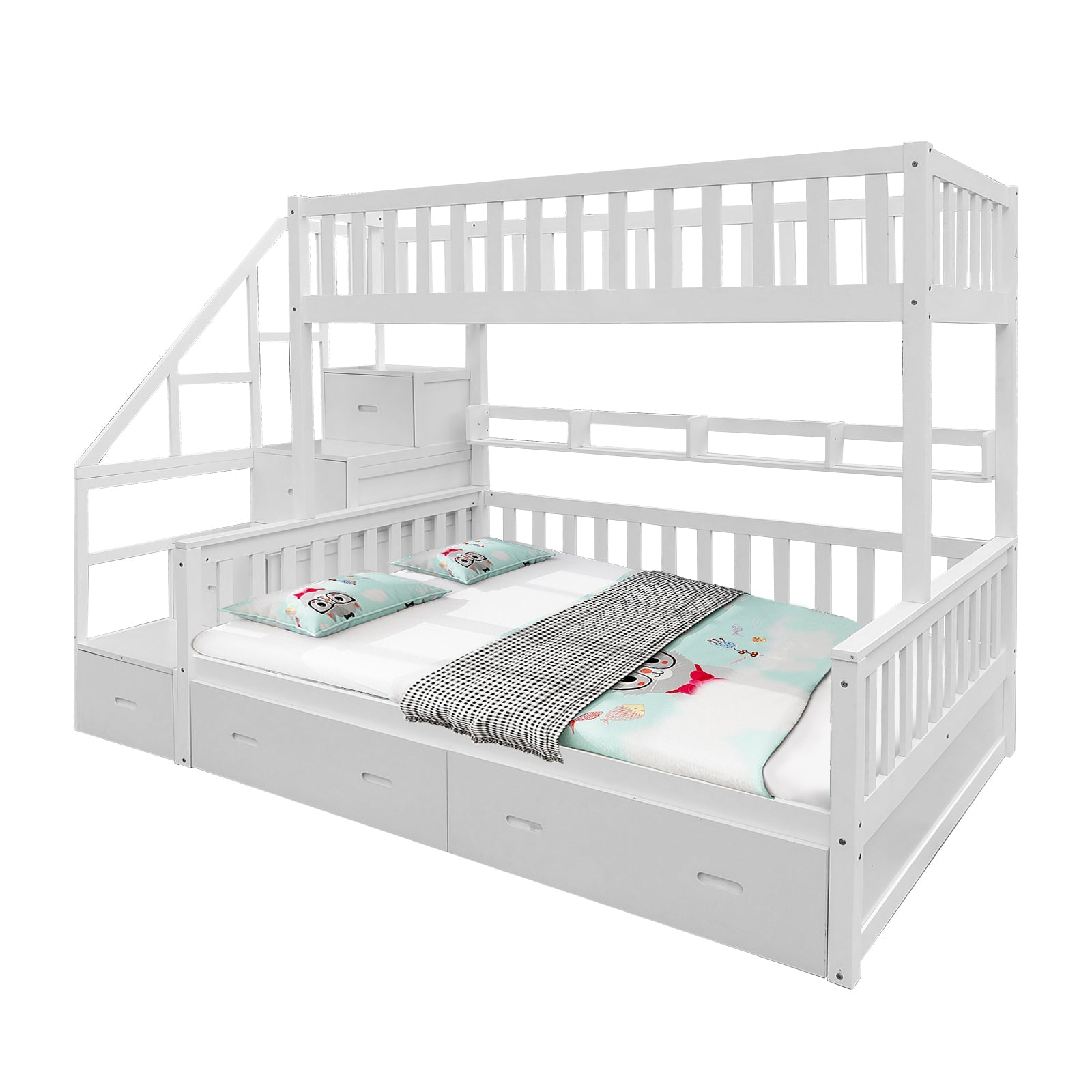 LIVARA ACSF01 Bunk Bed Frame Solid Pine Timber Safety Rails Big Storage