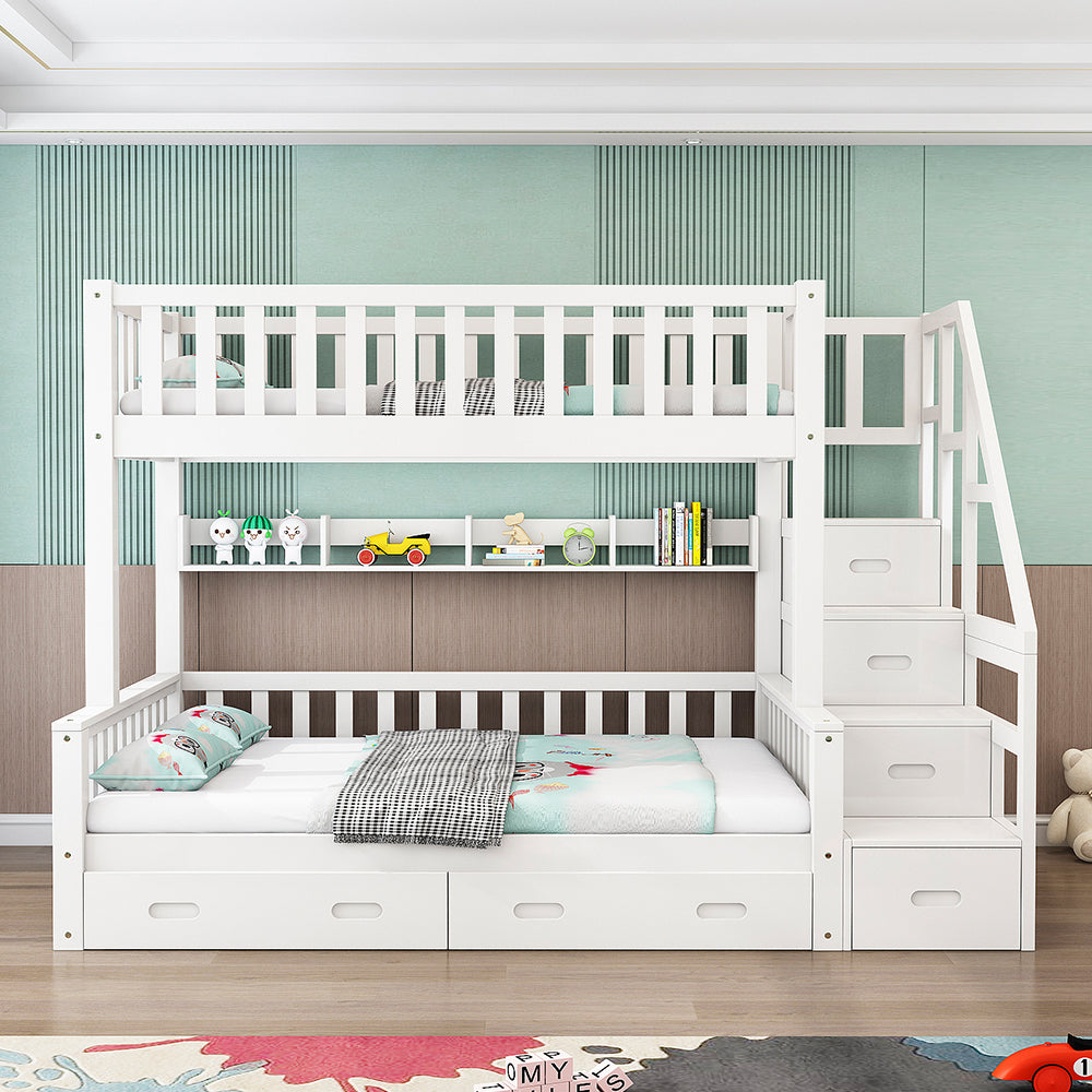 LIVARA ACSF01 Bunk Bed Frame Solid Pine Timber Safety Rails Big Storage