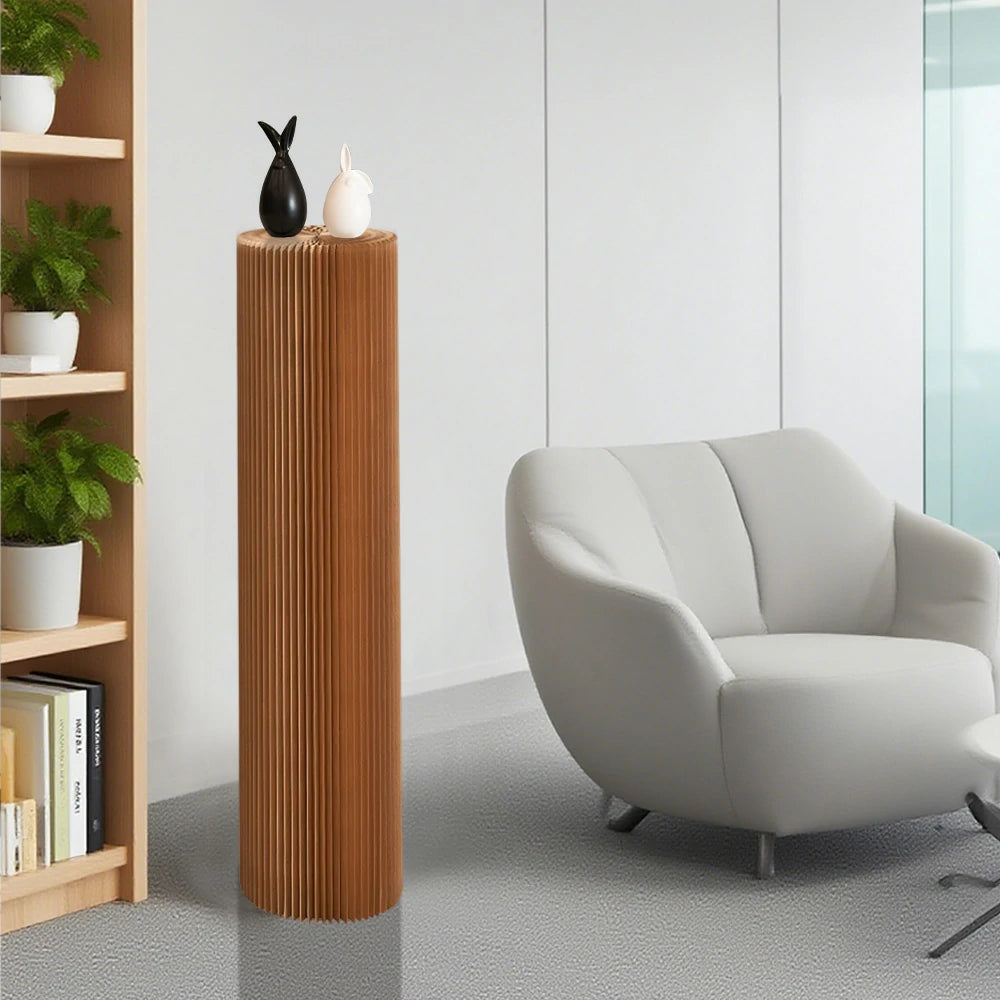 LIVARA Cardboard Cylinder Display Stand – Lightweight, Eco-Friendly Round Showcase for Retail or Exhibitions - Brown