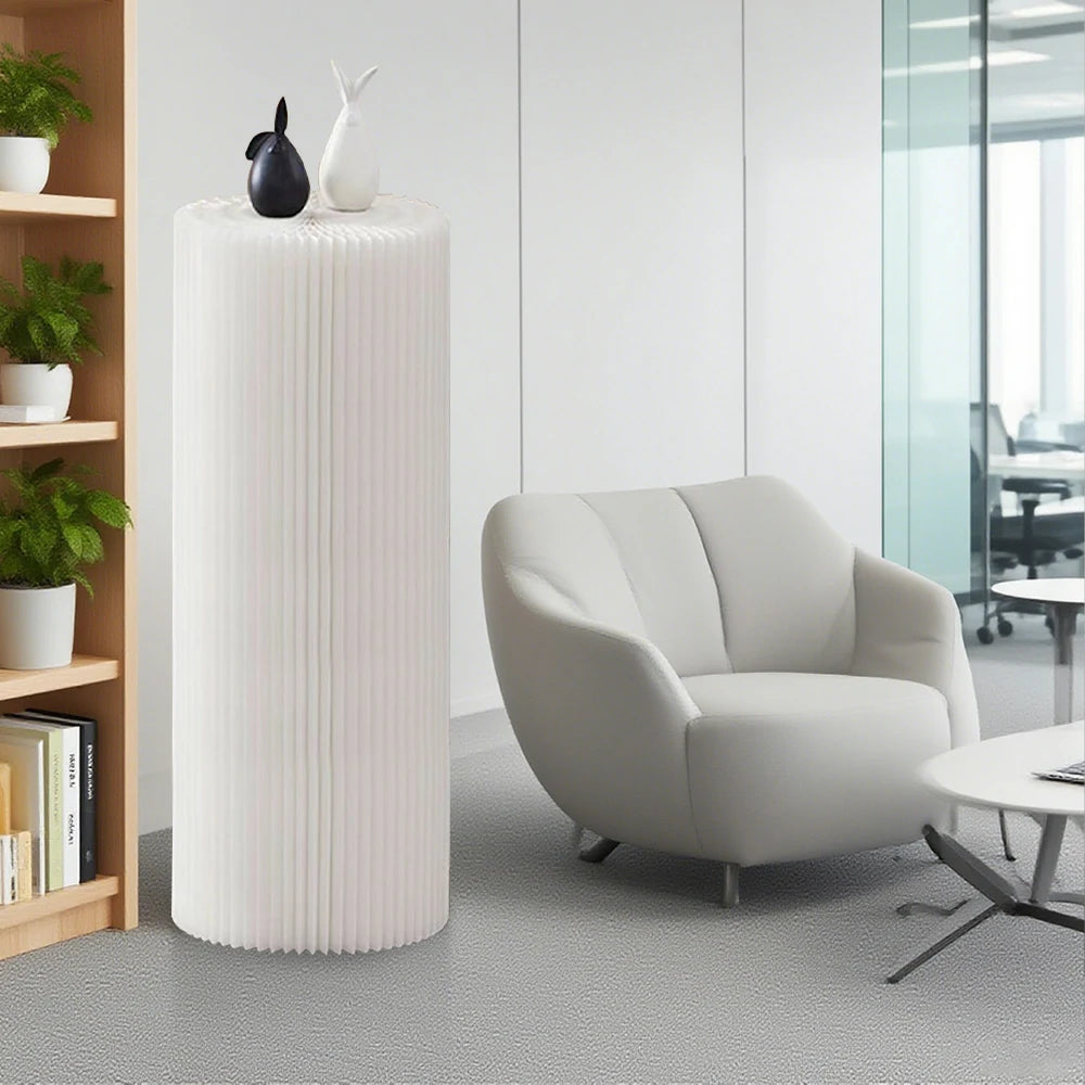 LIVARA Cardboard Cylinder Display Stand – Lightweight, Eco-Friendly Round Showcase for Retail or Exhibitions - White