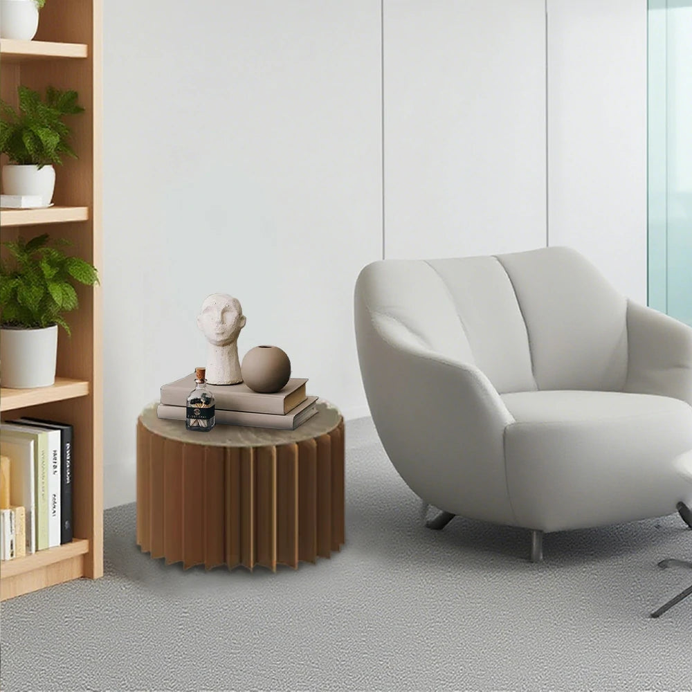 LIVARA Foldable Paper Cylinder Display Stand – Lightweight, Space-Saving Round Showcase for Retail & Promotions-Brown