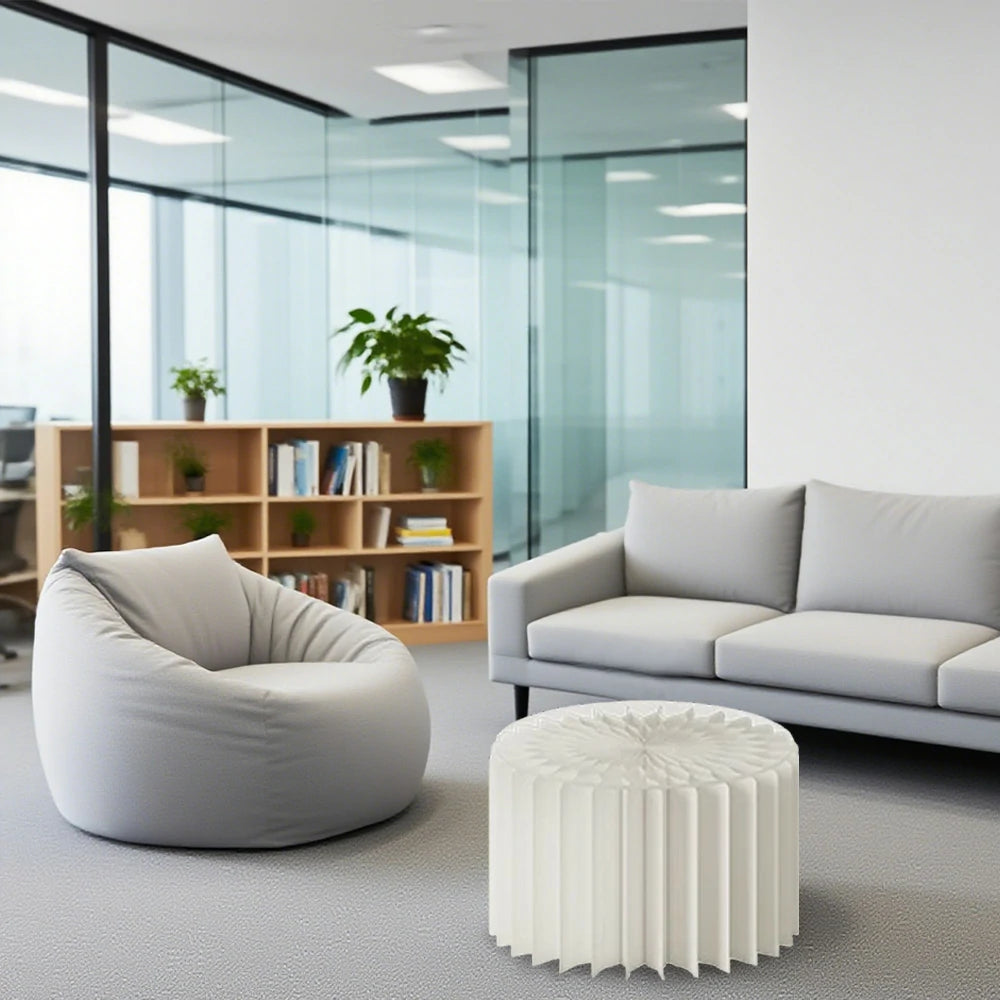 LIVARA Foldable Paper Cylinder Display Stand – Lightweight, Space-Saving Round Showcase for Retail & Promotions- White