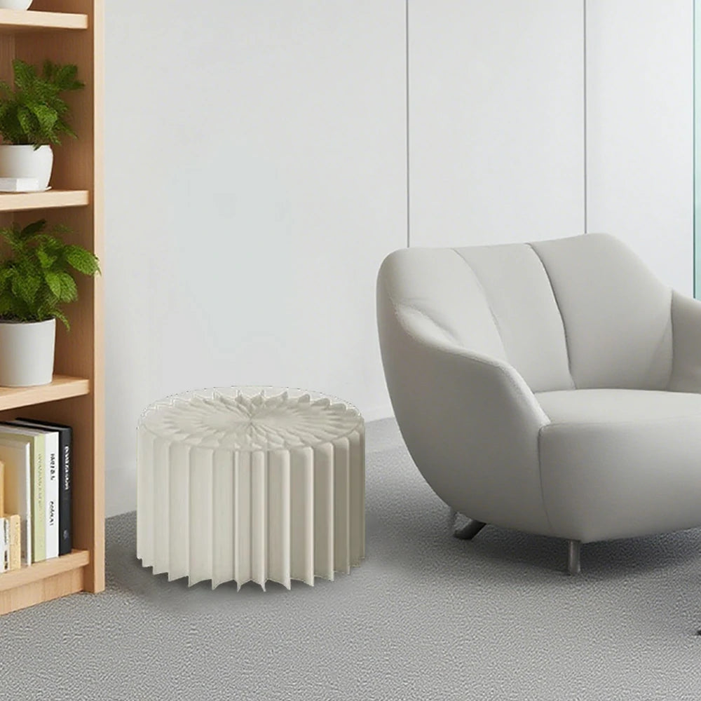 LIVARA Foldable Paper Cylinder Display Stand – Lightweight, Space-Saving Round Showcase for Retail & Promotions- White