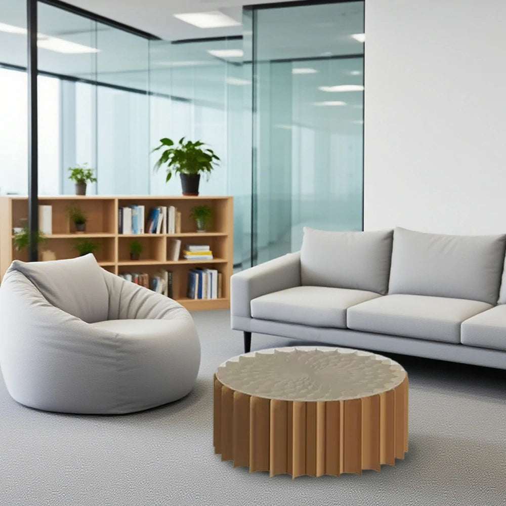 LIVARA Foldable Paper Cylinder Display Stand – Lightweight, Space-Saving Round Showcase for Retail & Promotions-Brown