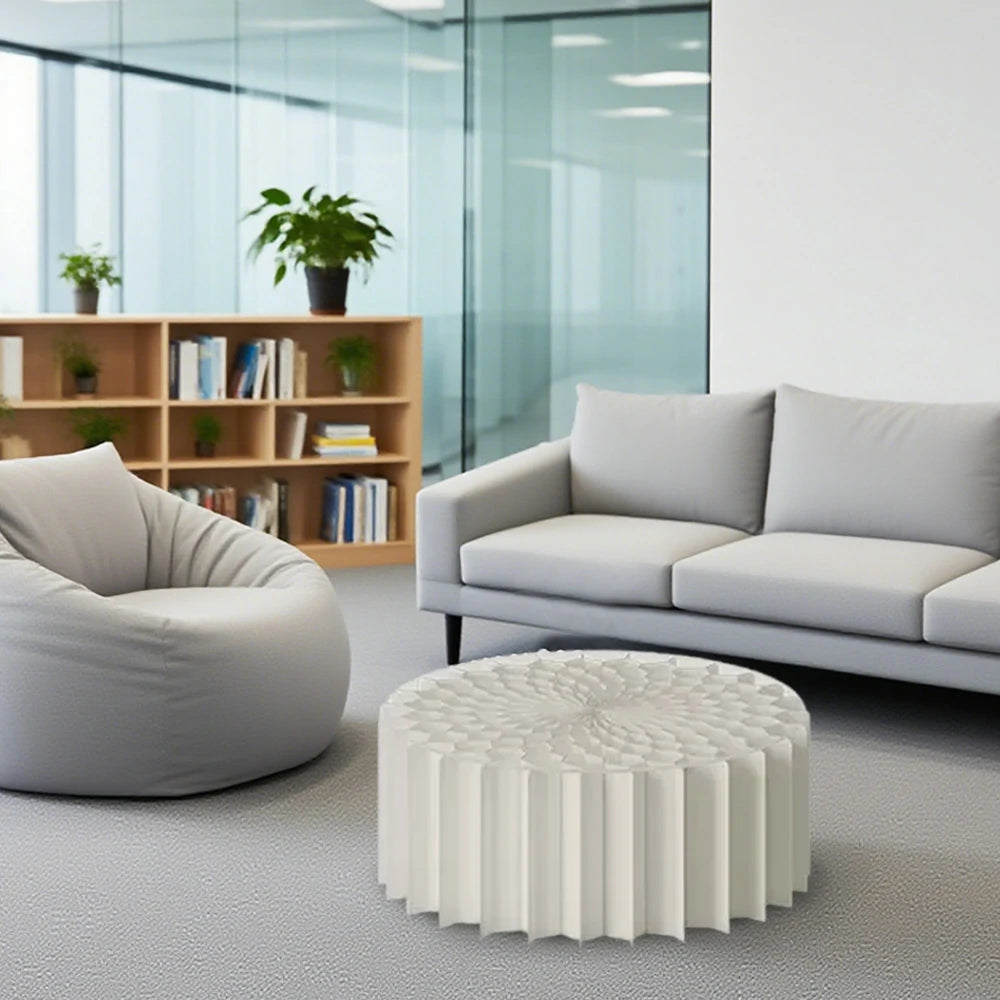 LIVARA Foldable Paper Cylinder Display Stand – Lightweight, Space-Saving Round Showcase for Retail & Promotions- White