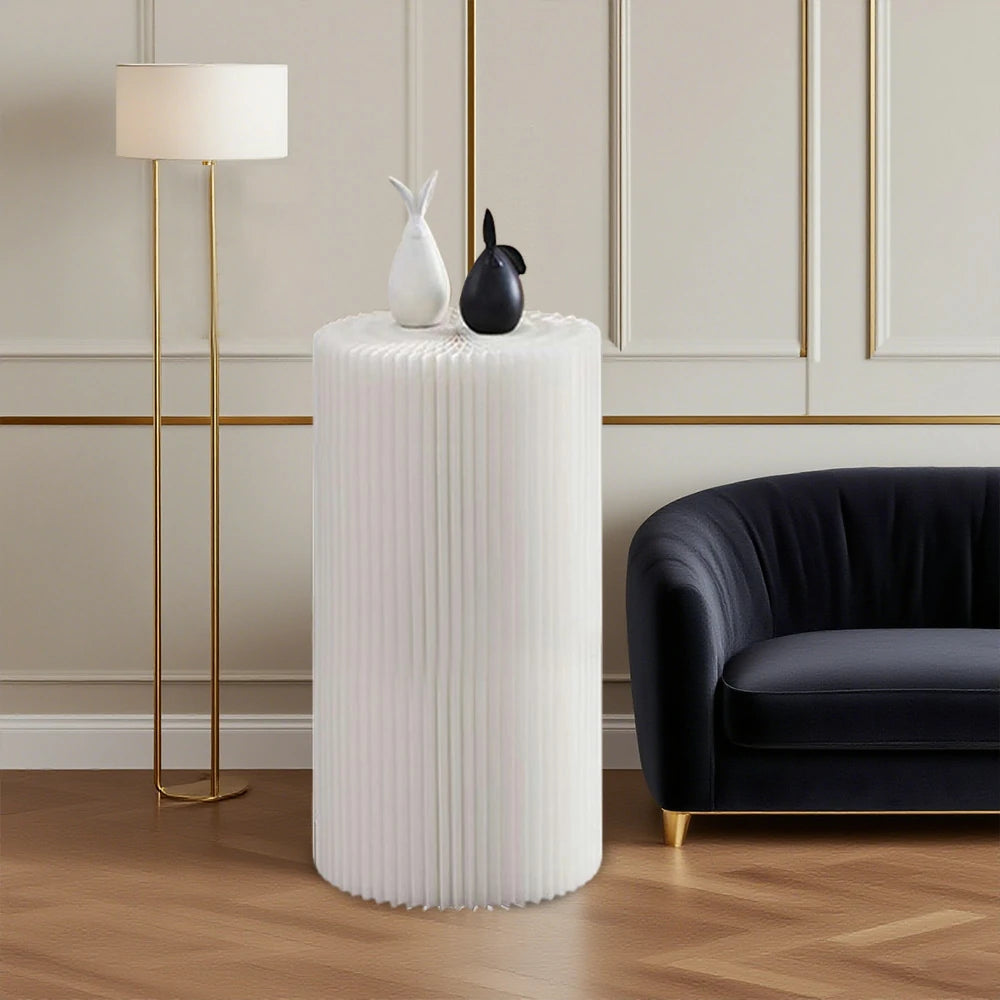 LIVARA Cardboard Cylinder Display Stand – Lightweight, Eco-Friendly Round Showcase for Retail or Exhibitions - White