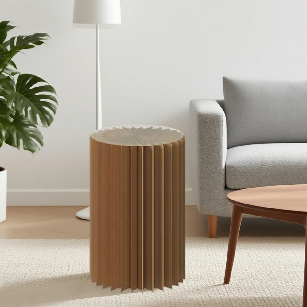 LIVARA Foldable Paper Cylinder Display Stand – Lightweight, Space-Saving Round Showcase for Retail & Promotions-Brown