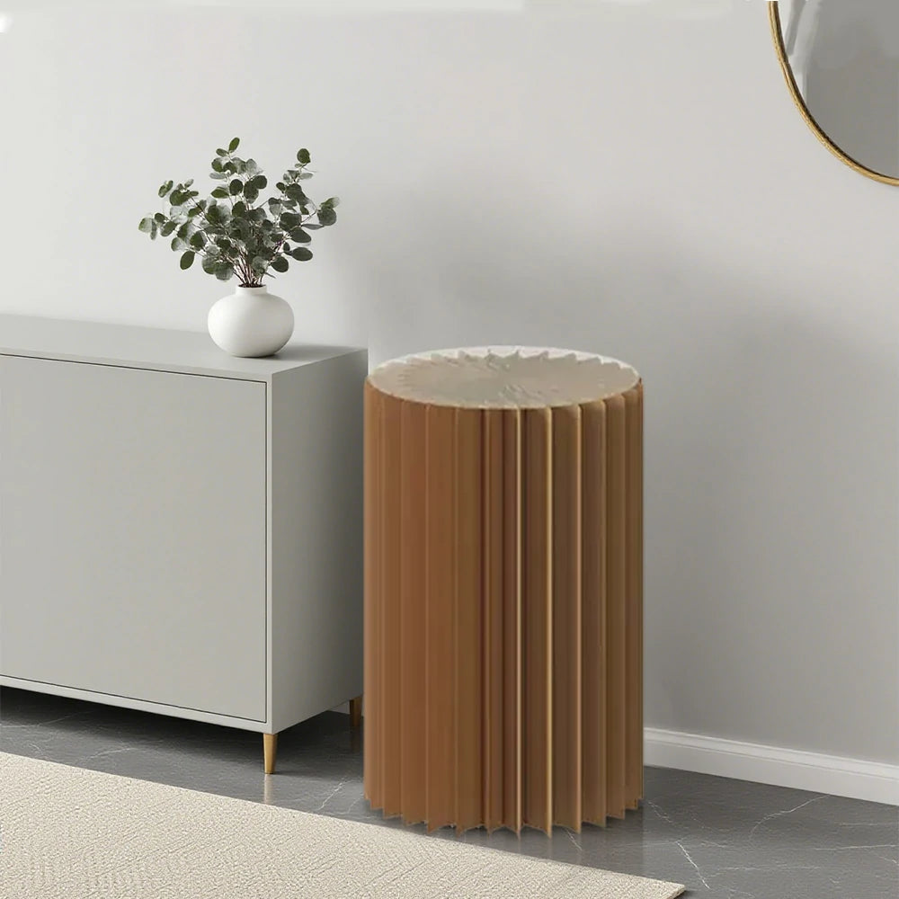 LIVARA Foldable Paper Cylinder Display Stand – Lightweight, Space-Saving Round Showcase for Retail & Promotions-Brown
