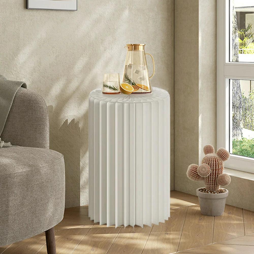 LIVARA Foldable Paper Cylinder Display Stand – Lightweight, Space-Saving Round Showcase for Retail & Promotions- White