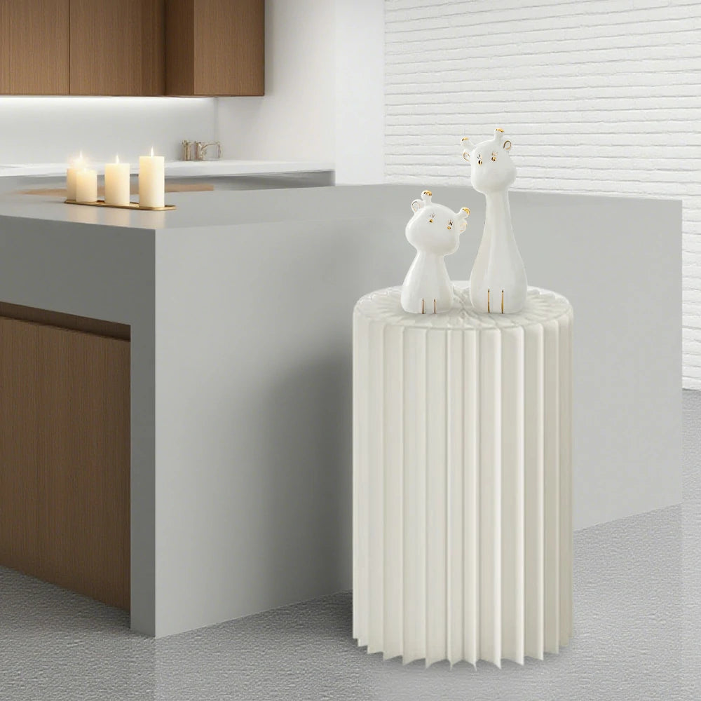 LIVARA Foldable Paper Cylinder Display Stand – Lightweight, Space-Saving Round Showcase for Retail & Promotions- White