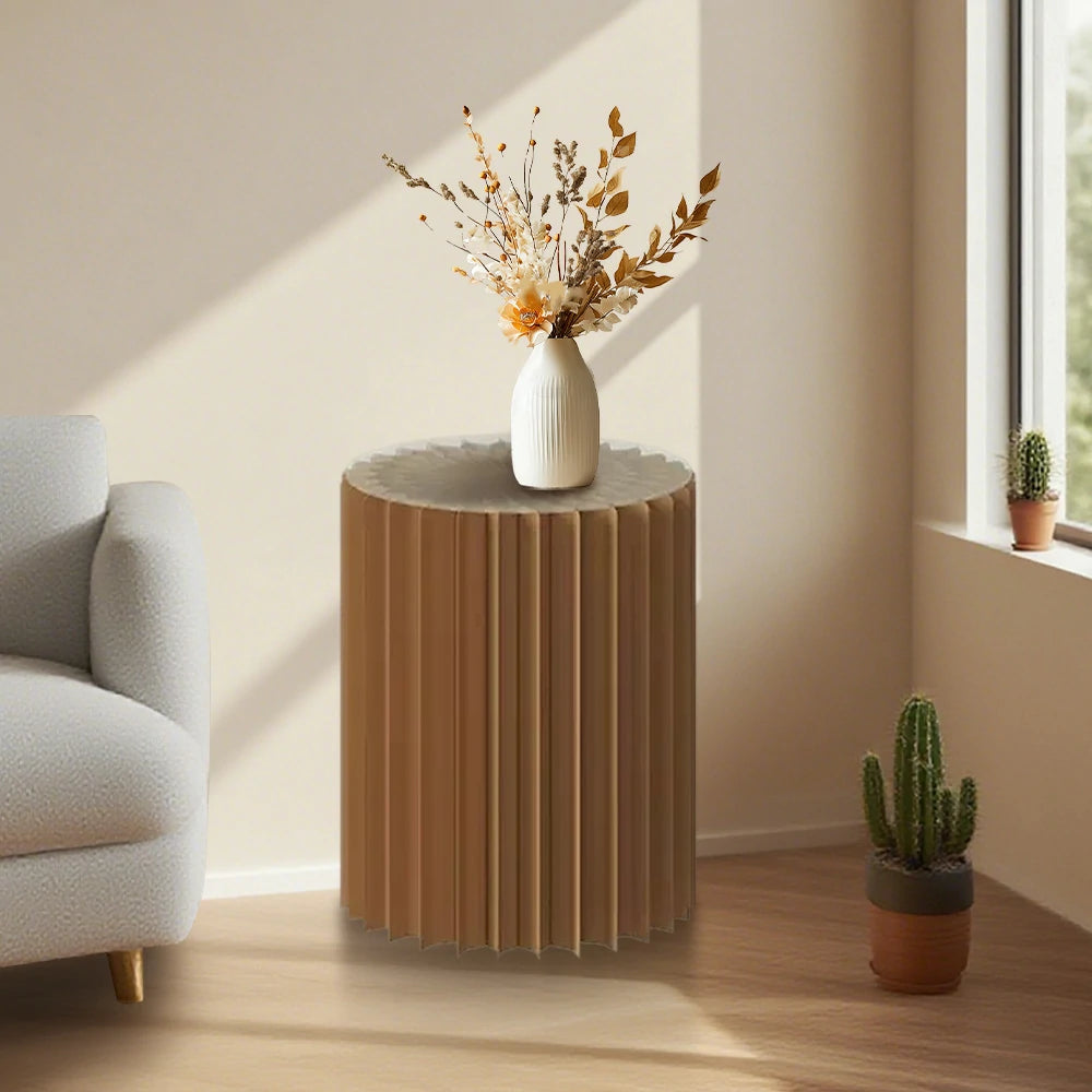 LIVARA Foldable Paper Cylinder Display Stand – Lightweight, Space-Saving Round Showcase for Retail & Promotions-Brown