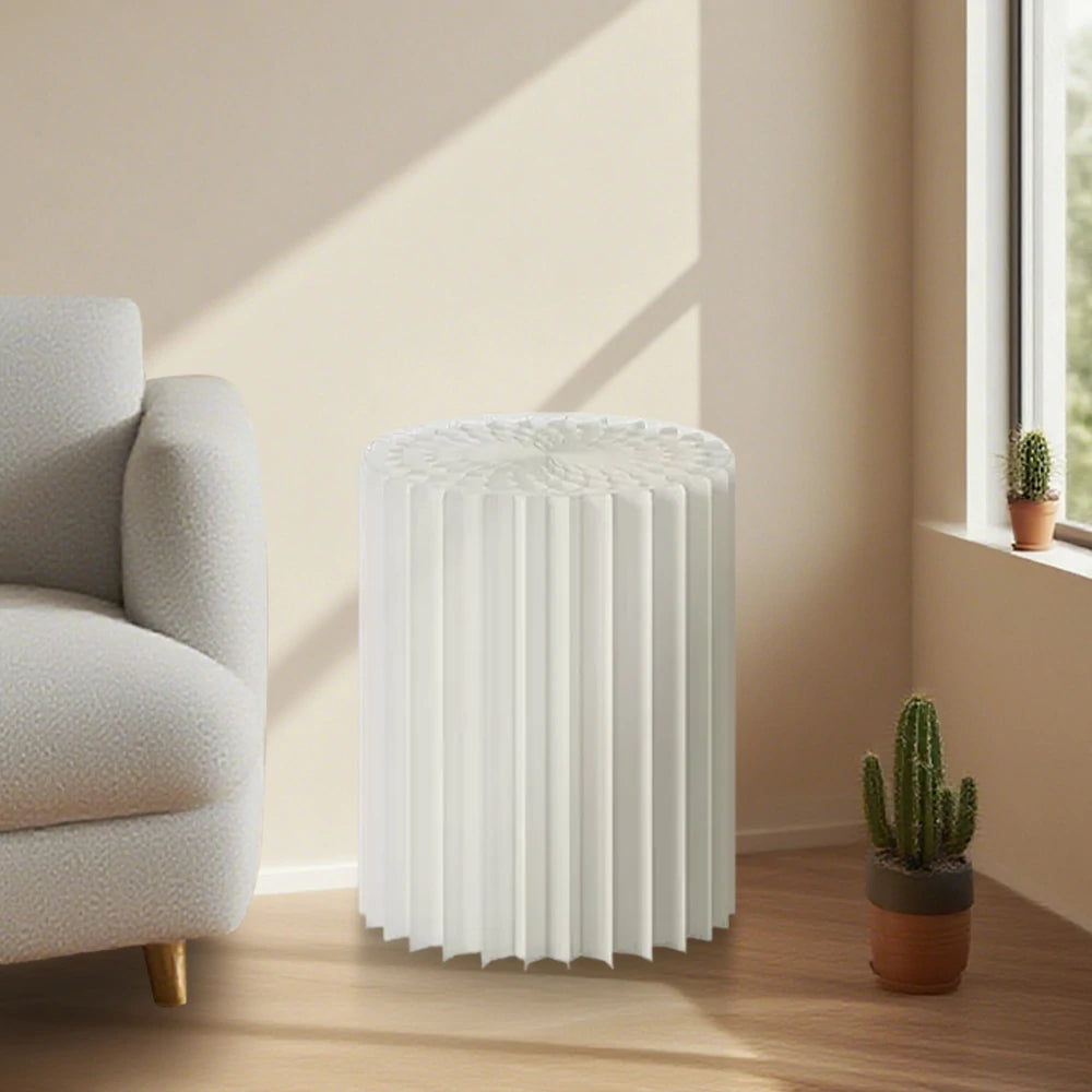 LIVARA Foldable Paper Cylinder Display Stand – Lightweight, Space-Saving Round Showcase for Retail & Promotions- White