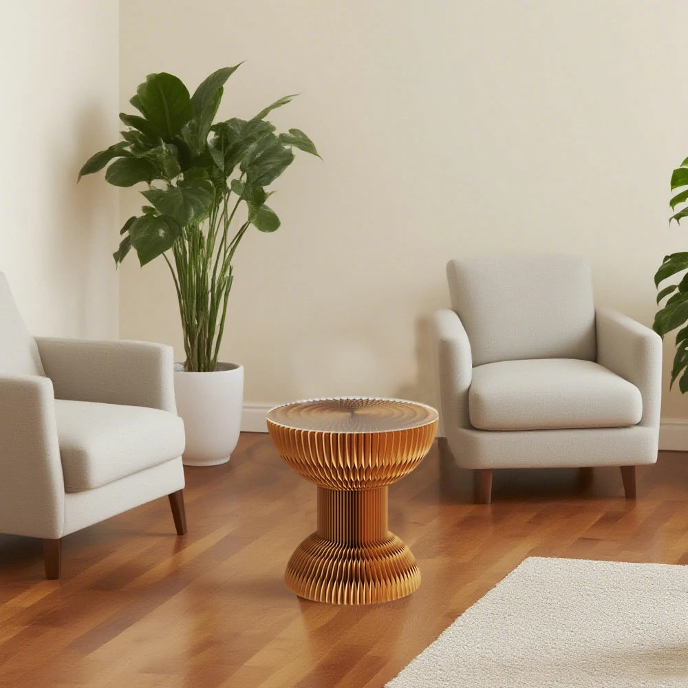 LIVARA 50/70/95cm Paper Folding Round Table Tea Table - Brown