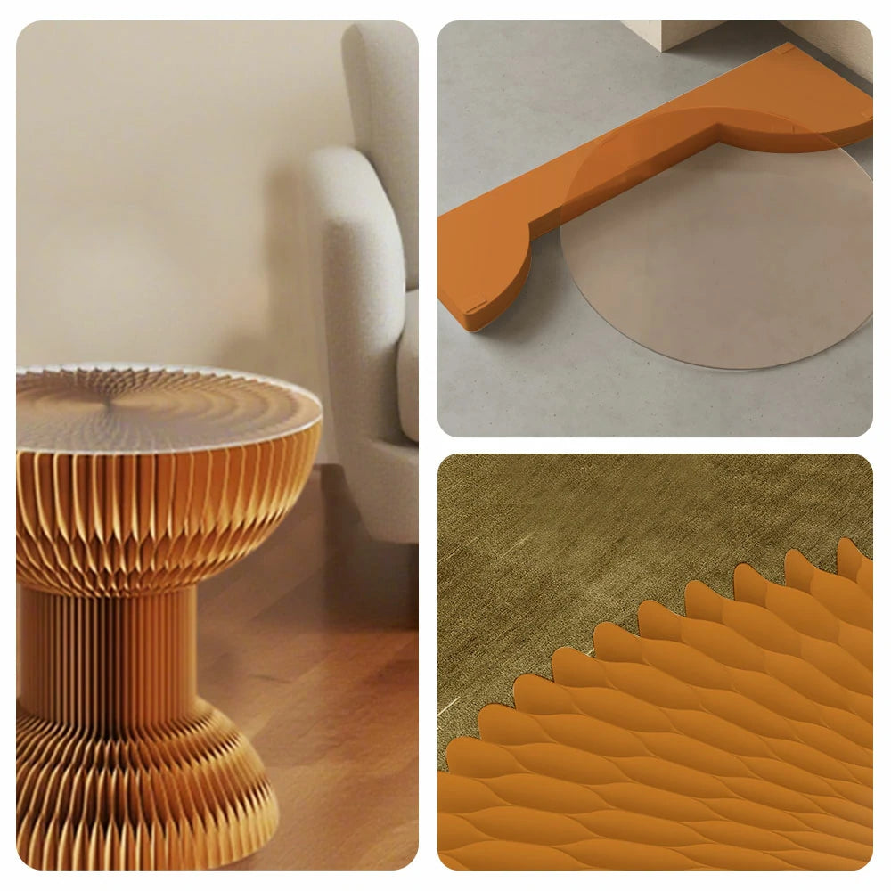 LIVARA 50/70/95cm Paper Folding Round Table Tea Table - Brown