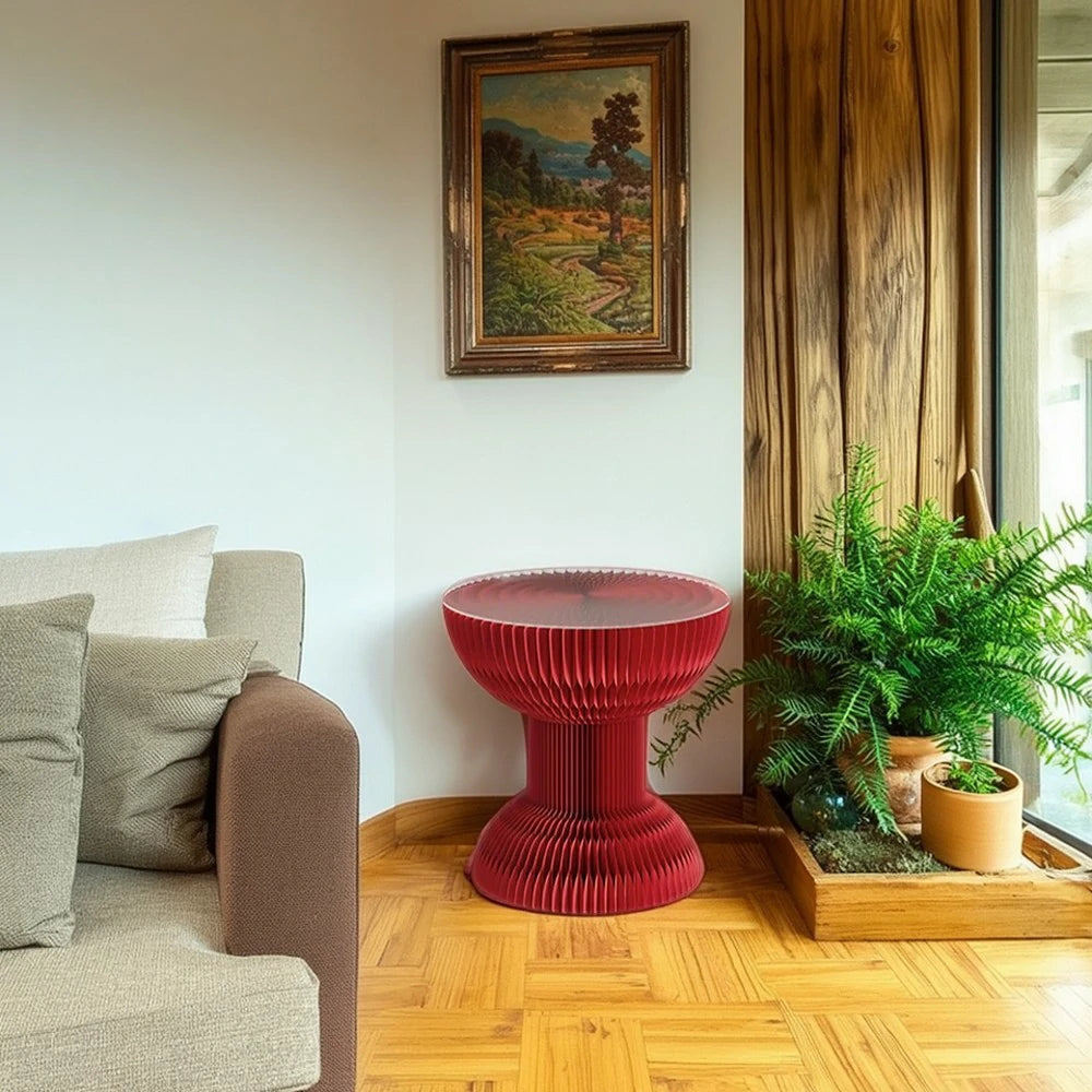 LIVARA 50/70/95cm Paper Folding Round Table Tea Table - Red