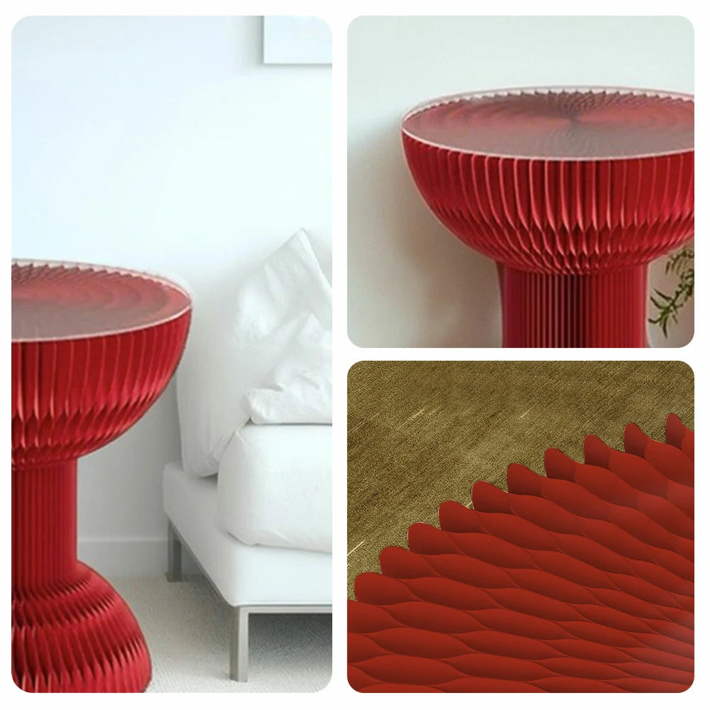 LIVARA 50/70/95cm Paper Folding Round Table Tea Table - Red