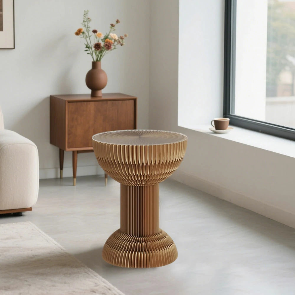 LIVARA 50/70/95cm Paper Folding Round Table Tea Table - Brown