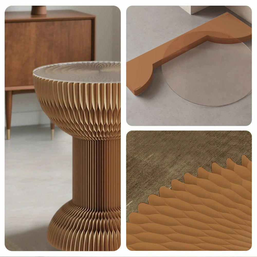 LIVARA 50/70/95cm Paper Folding Round Table Tea Table - Brown