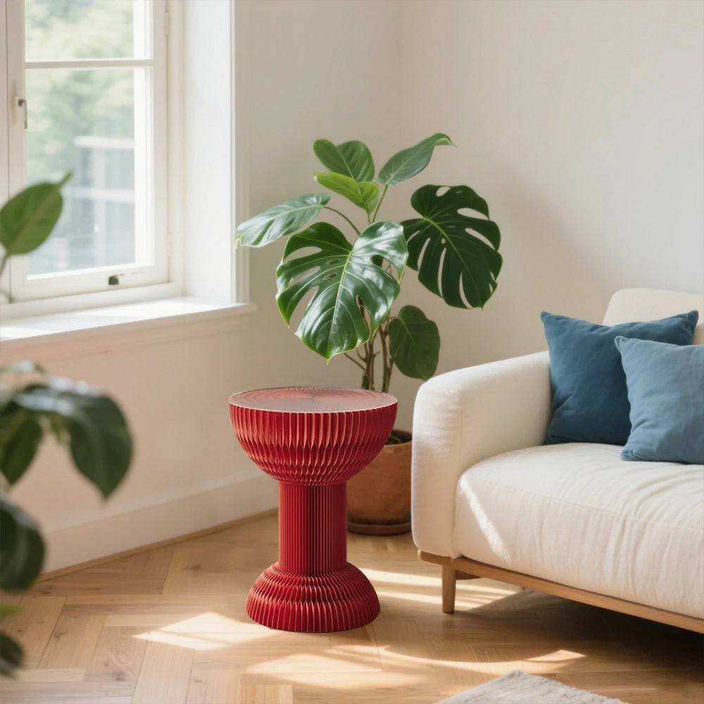 LIVARA 50/70/95cm Paper Folding Round Table Tea Table - Red