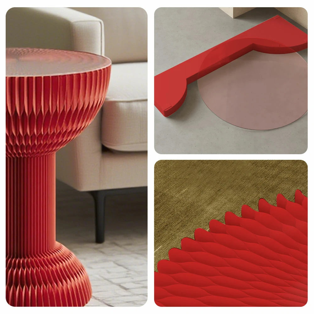 LIVARA 50/70/95cm Paper Folding Round Table Tea Table - Red