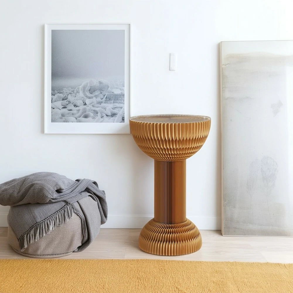 LIVARA 50/70/95cm Paper Folding Round Table Tea Table - Brown