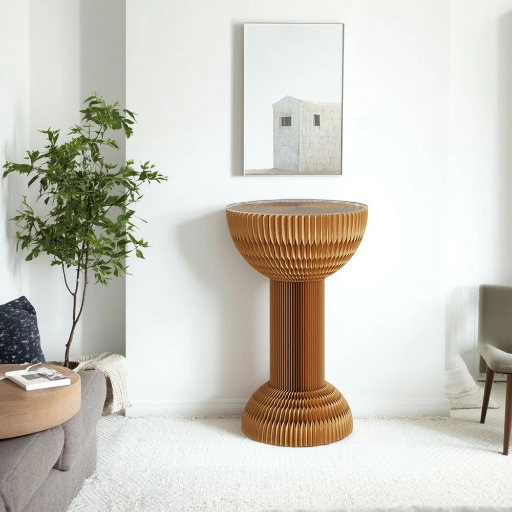 LIVARA 50/70/95cm Paper Folding Round Table Tea Table - Brown