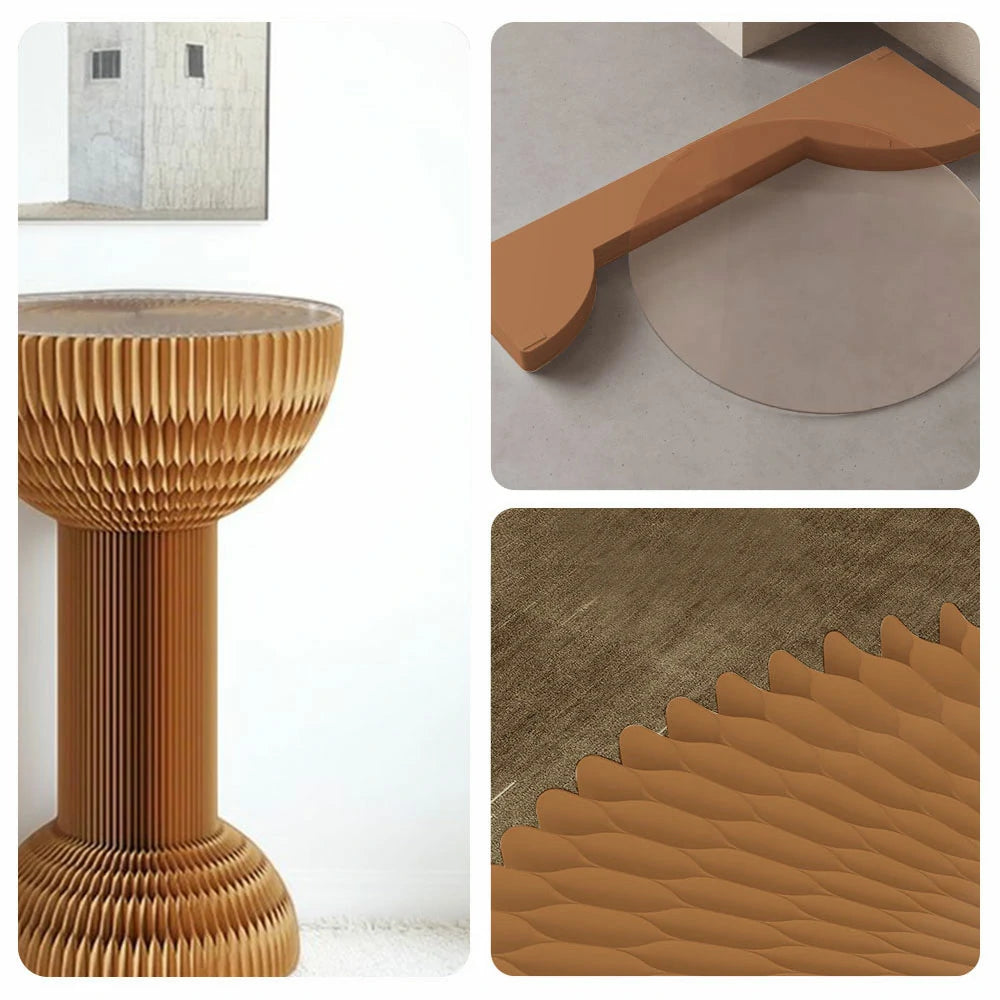 LIVARA 50/70/95cm Paper Folding Round Table Tea Table - Brown