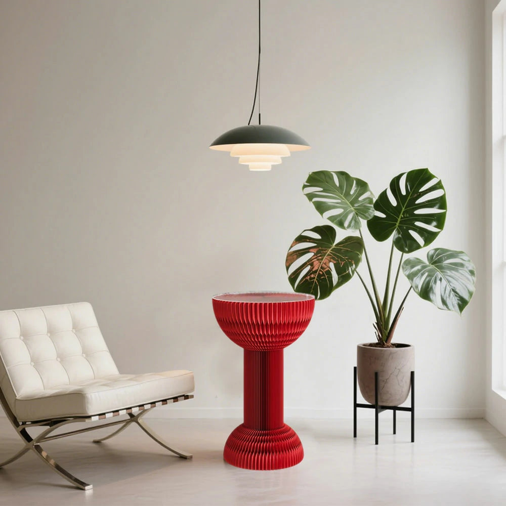 LIVARA 50/70/95cm Paper Folding Round Table Tea Table - Red