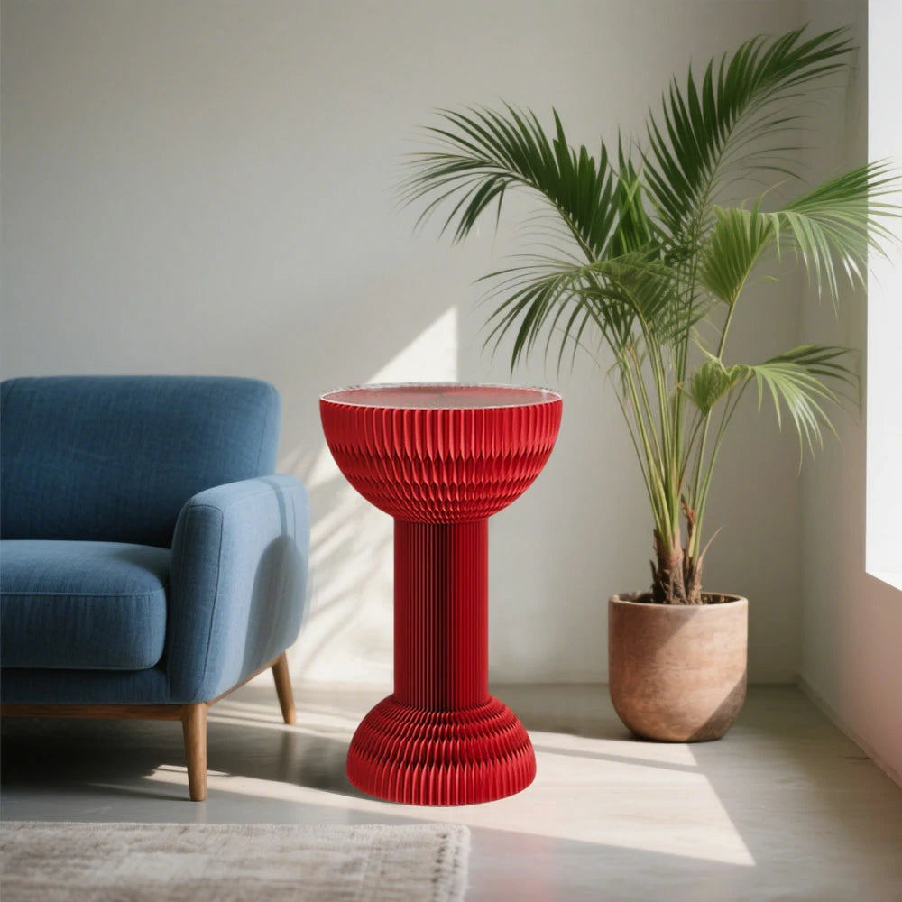 LIVARA 50/70/95cm Paper Folding Round Table Tea Table - Red