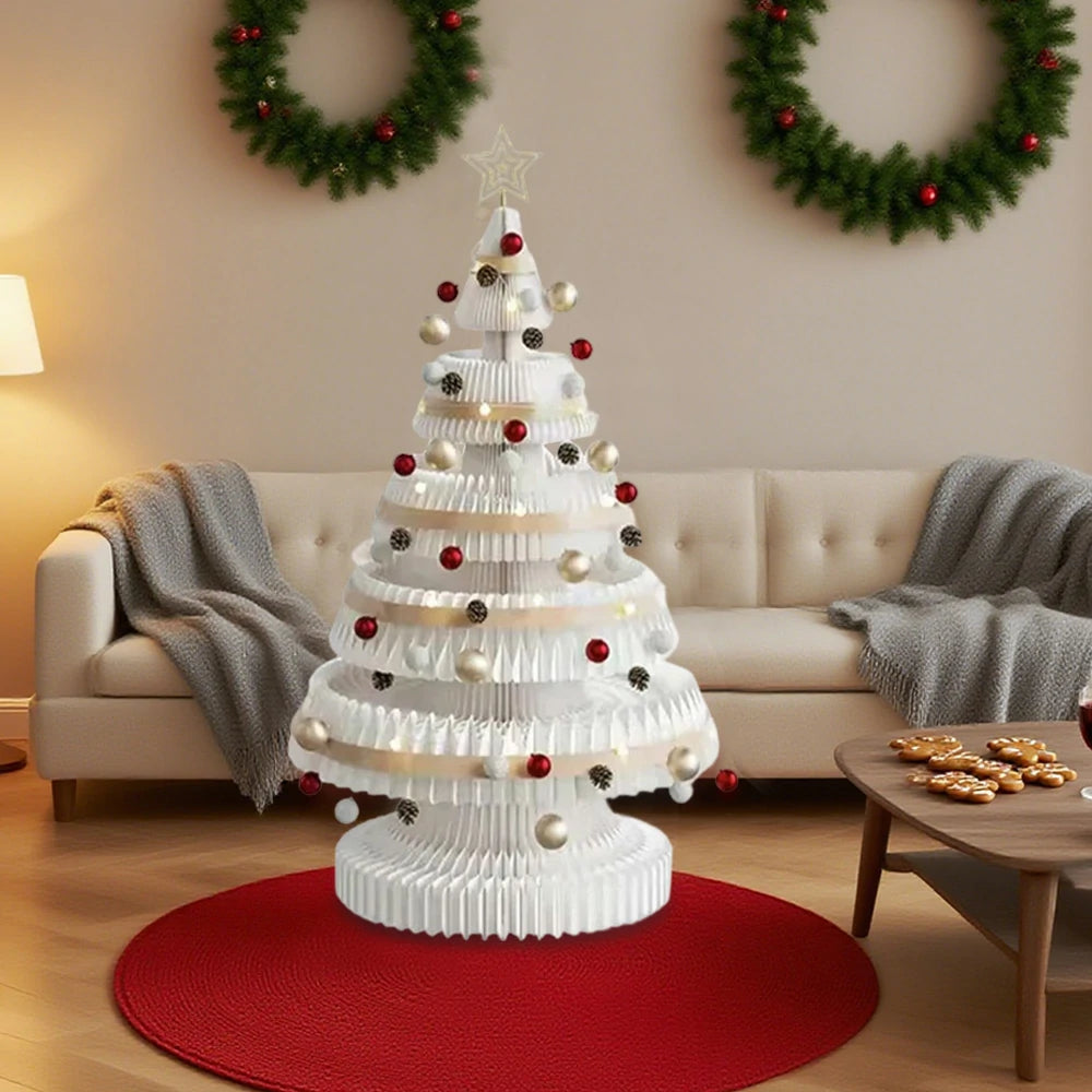 LIVARA Foldable Christmas Tree Decor 53/75/100cm Holiday Decoration for Home, Party & Retail Display - White