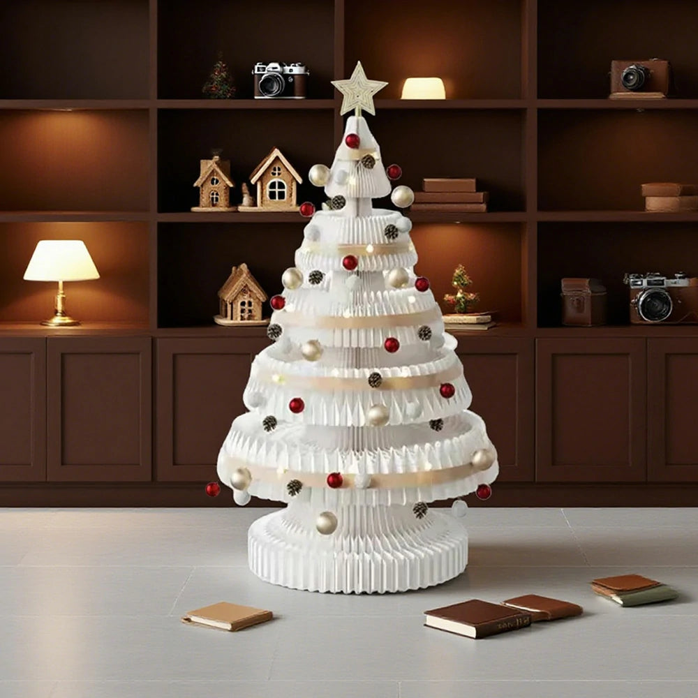 LIVARA Foldable Christmas Tree Decor 53/75/100cm Holiday Decoration for Home, Party & Retail Display - White
