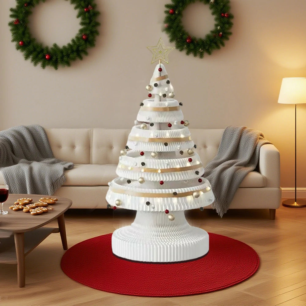 LIVARA Foldable Christmas Tree Decor 147/240cm Holiday Decoration for Home, Party & Retail Display - White
