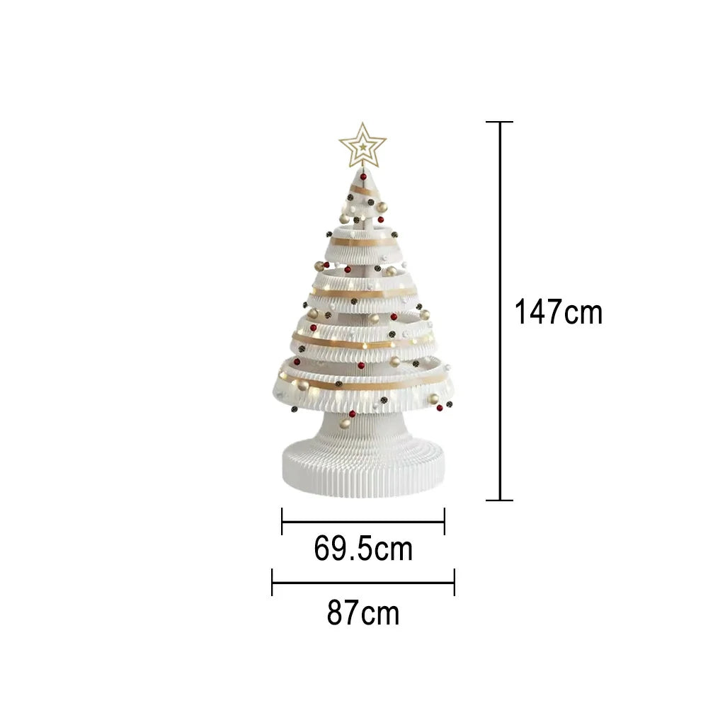 LIVARA Foldable Christmas Tree Decor 147/240cm Holiday Decoration for Home, Party & Retail Display - White