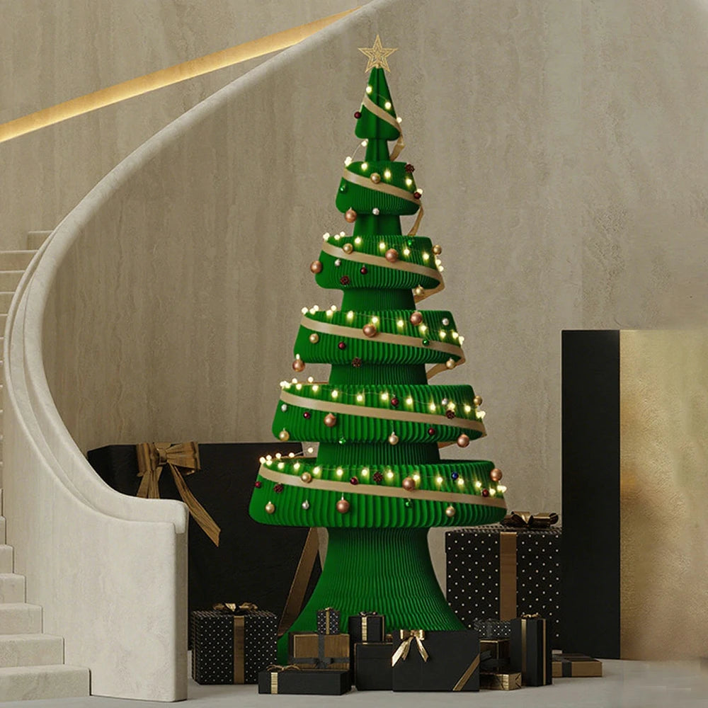 LIVARA Foldable Christmas Tree Decor 147/240cm Holiday Decoration for Home, Party & Retail Display - Green