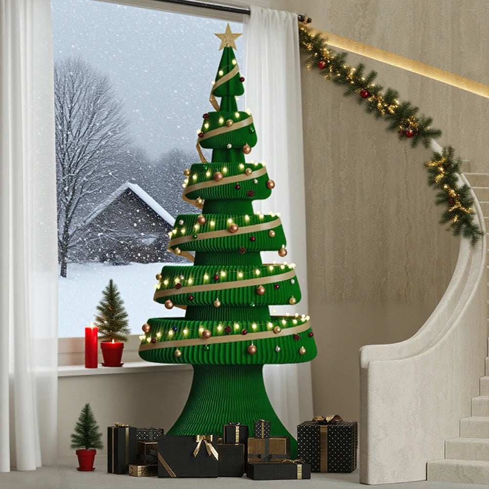 LIVARA Foldable Christmas Tree Decor 147/240cm Holiday Decoration for Home, Party & Retail Display - Green