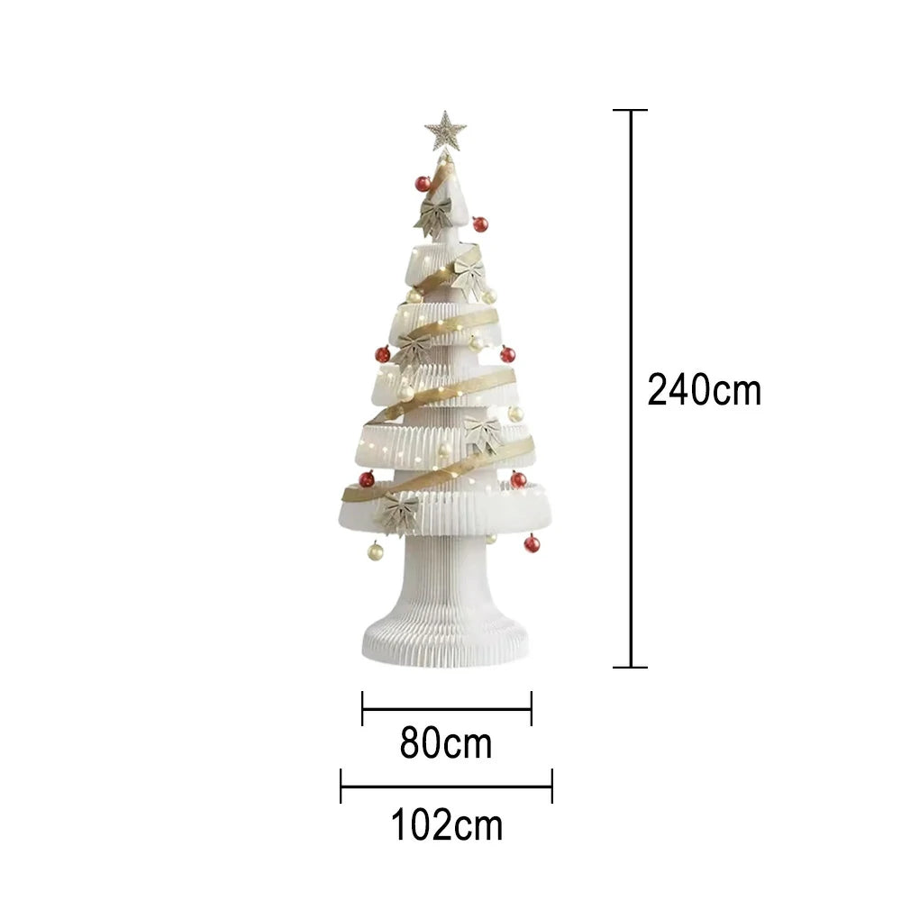 LIVARA Foldable Christmas Tree Decor 147/240cm Holiday Decoration for Home, Party & Retail Display - White