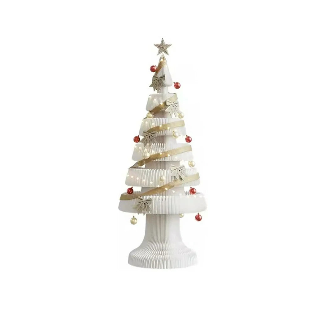 LIVARA Foldable Christmas Tree Decor 147/240cm Holiday Decoration for Home, Party & Retail Display - White