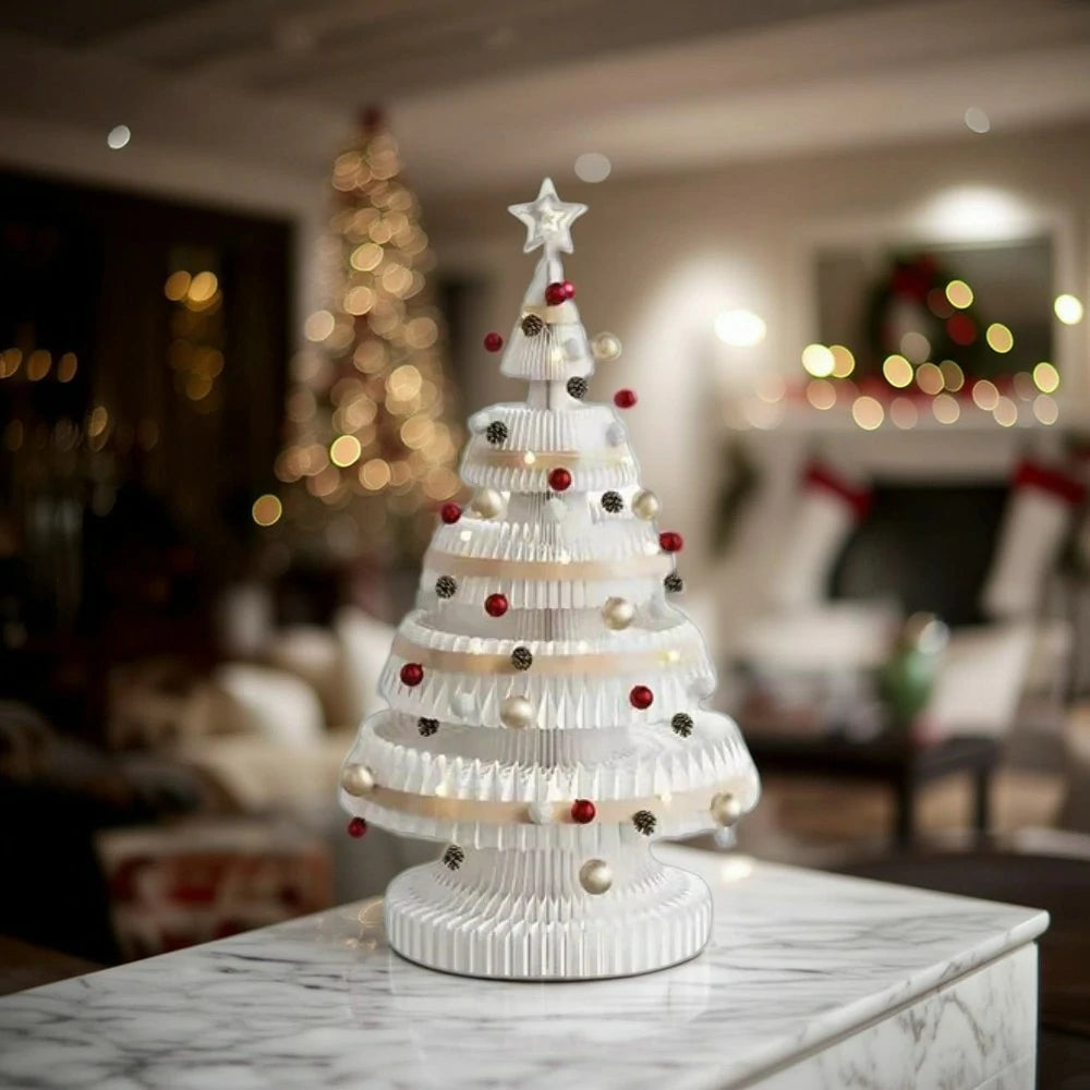 LIVARA Foldable Christmas Tree Decor 53/75/100cm Holiday Decoration for Home, Party & Retail Display - White