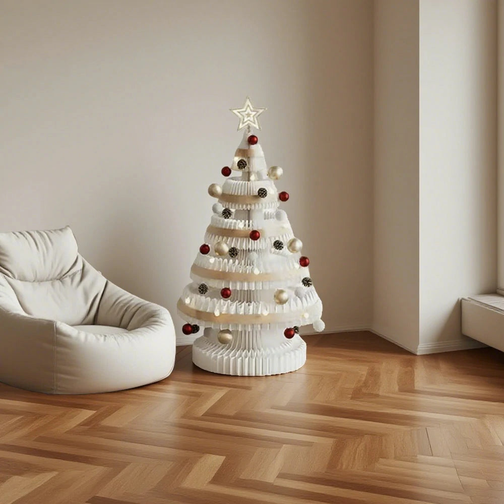 LIVARA Foldable Christmas Tree Decor 53/75/100cm Holiday Decoration for Home, Party & Retail Display - White