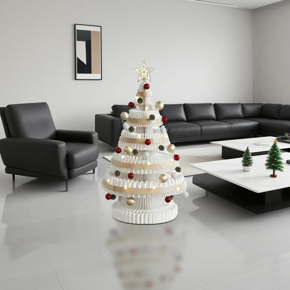 LIVARA Foldable Christmas Tree Decor 53/75/100cm Holiday Decoration for Home, Party & Retail Display - White