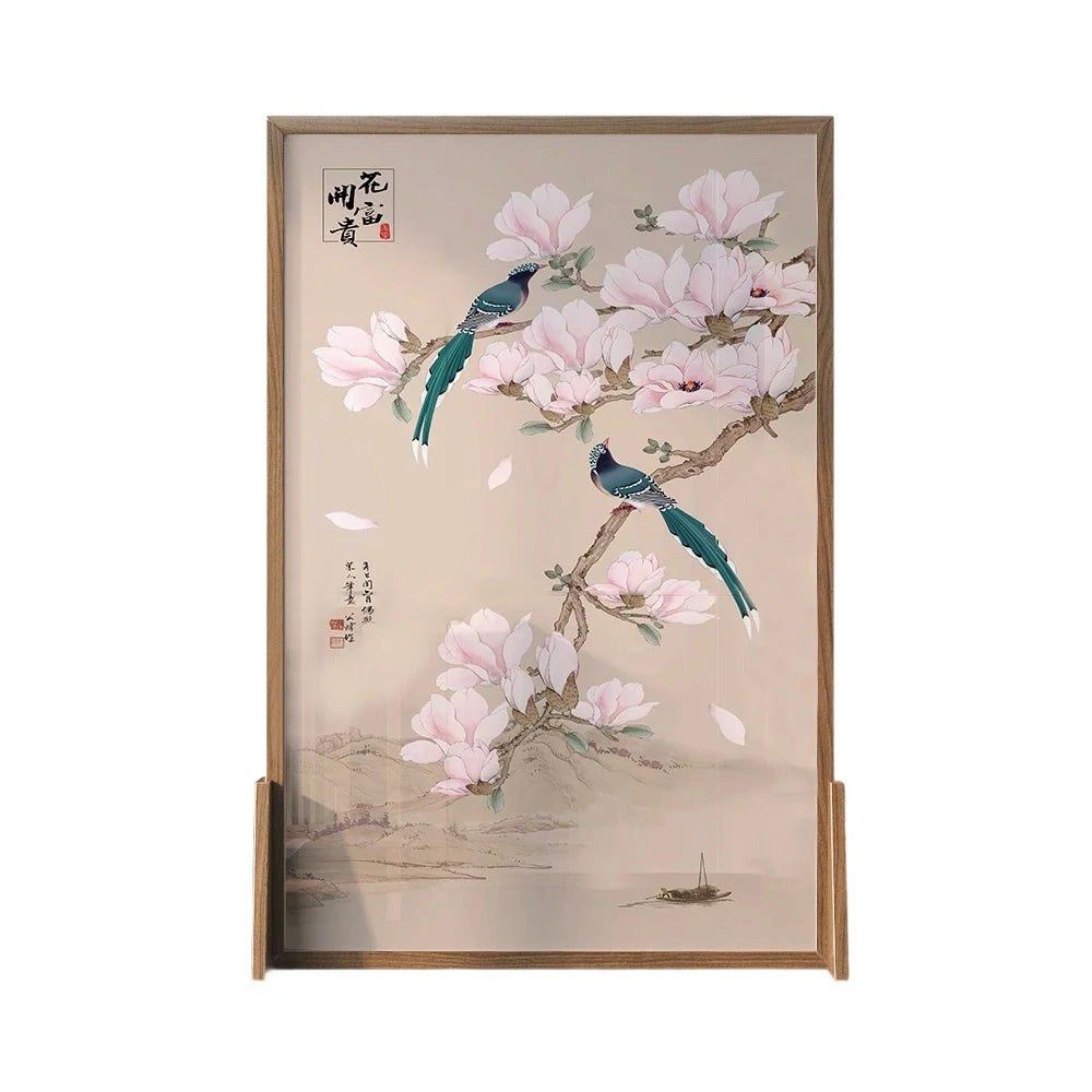 LIVARA Asian Style Room Divider, Solid Ash Wood & Mongolian Pine Wood, Elegant Design for Home and Office Decoration