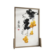 LIVARA Calabash Pattern Screen Made Of Solid Wood White Wax Wood And Mongolian Pine With An Eastern Style Home Decoration