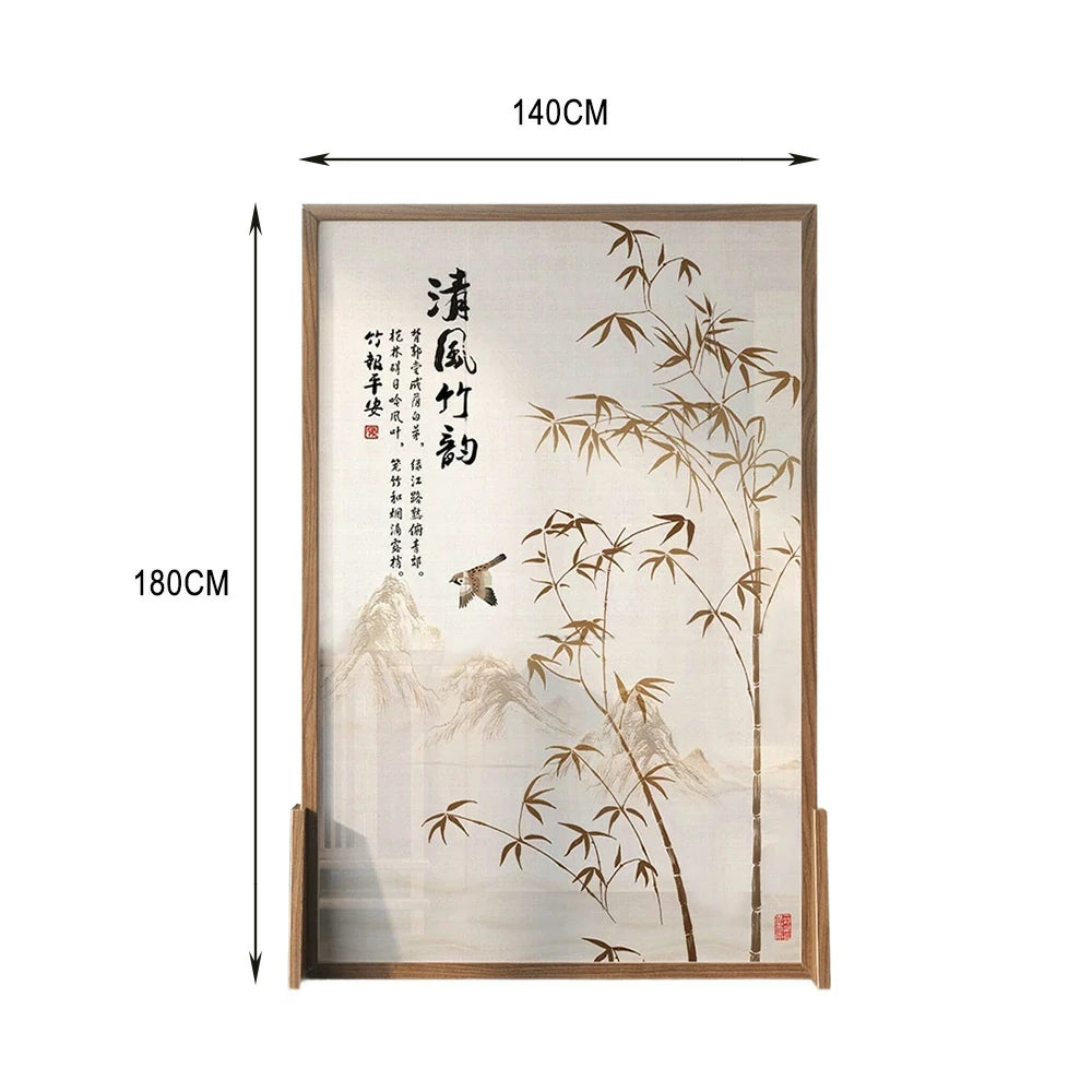 LIVARA Bamboo Patterned Screen Partitions Made Of Solid Wood White Wax Wood And Mongolian Pine With An Eastern Style Home Decoration